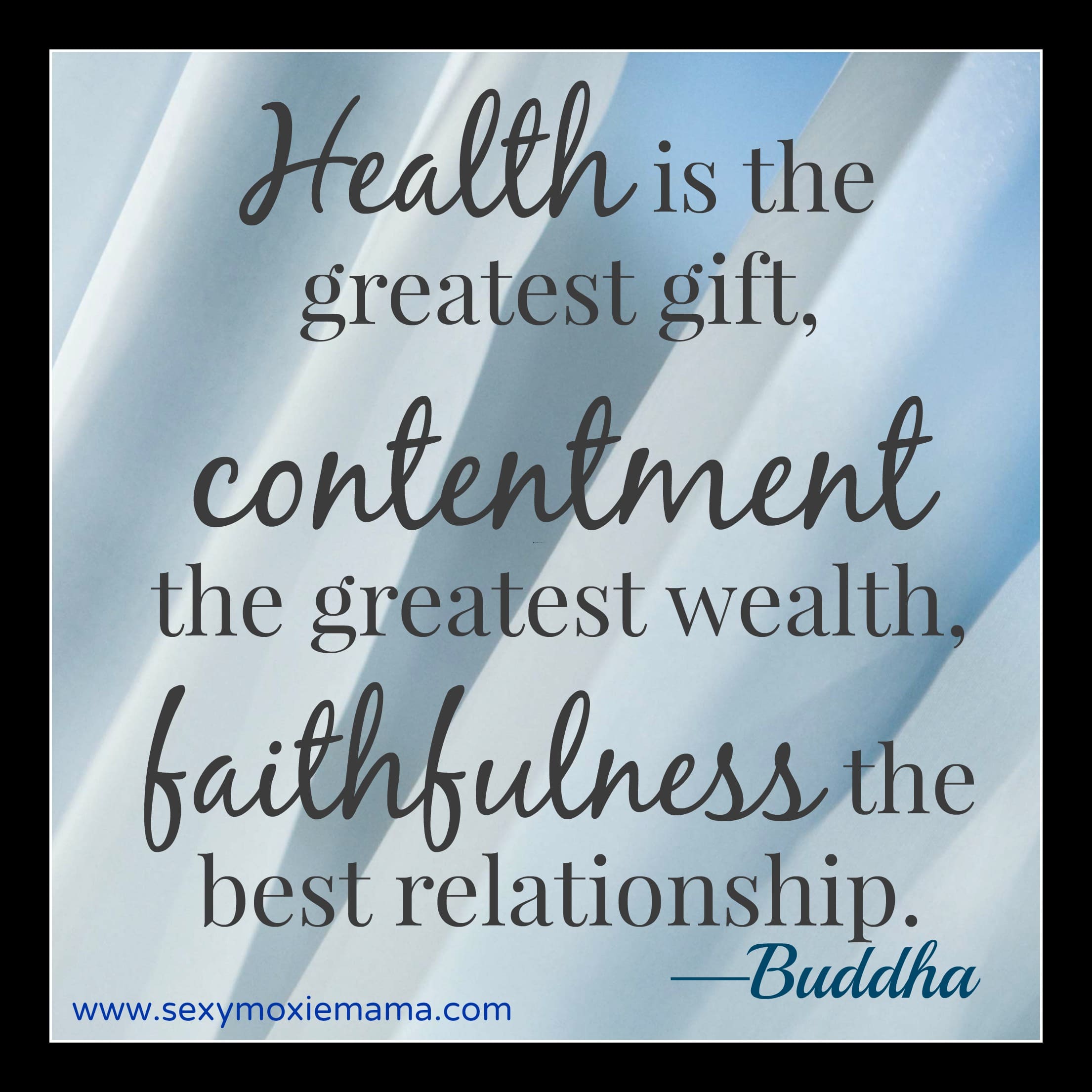 Inspirational motivational quote. Health is the greatest gift, contentment the  greatest wealth, faithfulness the best relationship. | Stock vector |  Colourbox