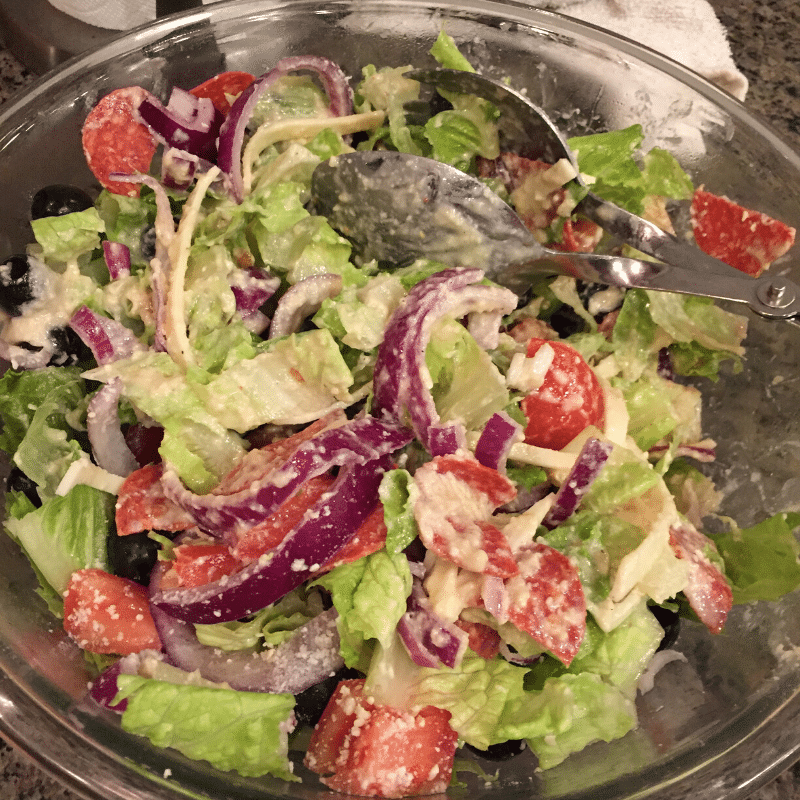 keto st-louis style italian house salad with Parmesan vinaigrette