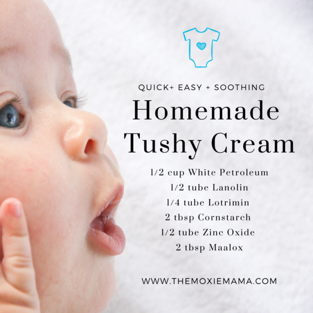 Quick Easy Soothing Homemade Tushy Cream Recipe. Cure diaper rash fast with this easy recipe.